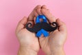 Mustache pattern with blue ribbon symbol. November movember concept. Royalty Free Stock Photo