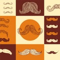 Mustache pattern vector illustration, retro background design patterned in man moustache in hipster vintage style.