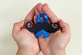 Mustache pattern with yellow ribbon symbol. November movember co