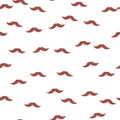 Mustache Seamless Pattern On. Vintage Barber Shop In Doodle Style