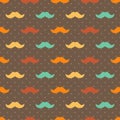 Mustache seamless patterns. Yellow, red colors