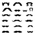 Mustache set on white isolated background. Vector illustration. Silhouette Royalty Free Stock Photo