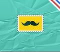 Mustache sticker Barber shop, logo on a blue background