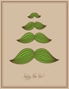 Mustache tree christmas card, hipster style,