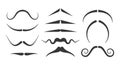 Mustache Types Black Silhouette Vector Icons. Handlebar, Chevron, Dali, Horseshoe, Fu Manchu, Pencil, English, Walrus