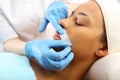 Mustache Wax depilation, beauty salon Royalty Free Stock Photo