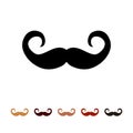 Mustaches icon silhouette isolated on white background. Men different colors mustache hair. Vector illustration