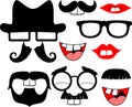 Mustaches and lips with big front teeth Royalty Free Stock Photo