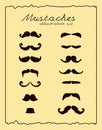 Mustaches retro illustration set