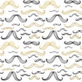 Mustaches seamless pattern. Hand drawn elements. Vector illustration
