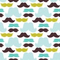Mustaches seamless pattern vector illustration. Male facial bread fashion barber silhouette