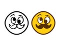 Mustachioed and stupid emoticon in doodle style