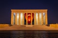 Mustafa Kemal Ataturk`s founder and first President of Turkish Republic Mausoleum, Anitkabir, with Turkish flag in Ankara,