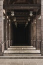 Mustafa Mosque, Islam. The Great Mosque in Sharm El Sheikh. entrance arch with concrete poles and lamps in them Royalty Free Stock Photo