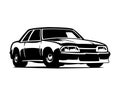 1990 mustang car logo. silhouette vector design. isolated white background.