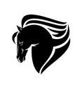 Mustang horse head profile black and white vector outline Royalty Free Stock Photo