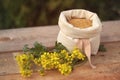 Mustard - bag with seeds, ears of grain