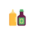 Mustard and ketchup bottle flat icon