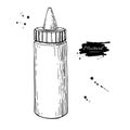 Mustard, ketchup or mayonnaise sauce bottle. Vector drawing. Foo