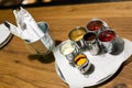 Mustard, ketchup and mayonnaise on a table