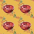 Mustard pattern with half a Sicilian orange and barberry Royalty Free Stock Photo