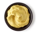 Mustard in round dish, from above Royalty Free Stock Photo