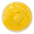 Mustard sauce, isolated on white background with clipping path, top view Royalty Free Stock Photo