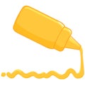 Mustard sauce spilling from bottle. Vector illustration.