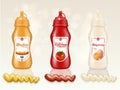 Mustard, Tomato Ketchup, Mayonnaise Bottles Set