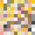 Mustard yellow and grey, pink, white background. Random colored abstract geometric mosaic pattern background Royalty Free Stock Photo