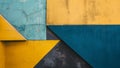 Mustard Yellow and Slate Blue Geometric Harmony Composition