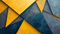 Mustard Yellow and Slate Blue Geometric Harmony Composition