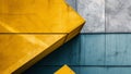 Mustard Yellow and Slate Blue Geometric Harmony Composition