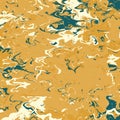 Mustard yellow and teal green marbling effect swirls