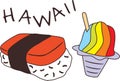 Musubi and shave ice. Design for Hawaii menu