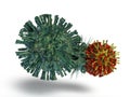 Mutating Corona Virus with white background 3D Render Royalty Free Stock Photo