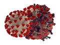 Mutation of Coronavirus Covid19. symbolic a mutated virus cell of the virus 3d-illustration