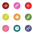 Mutation icons set, flat style