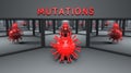 Mutations or variants of a virus - 3D render