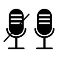 Mute icon. The microphone is on. The microphone is turned off. Black sound control button. Vector image.