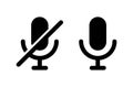 Mute mic, microphone recorder icon vector. No record sign symbol