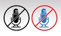 Mute microphone / mute audio mic with vector line art icon on a transparent background Royalty Free Stock Photo