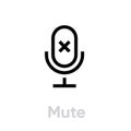 Mute Microphone icon. Editable Vector Outline.