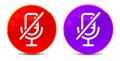 Mute microphone icon glossy round buttons illustration