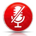 Mute microphone icon metallic grunge abstract red round button illustration Royalty Free Stock Photo