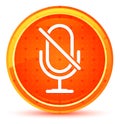 Mute microphone icon natural orange round button Royalty Free Stock Photo