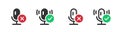 Mute microphone icon vector or mic on off unmute ui record speaker buttons line outline clip art graphic, voice silent rec mode