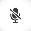 Mute Microphone simple icon. Speaker sign, No microphone symbol. Muted studio microphone vector illustration isolated on