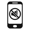 Mute phone sound icon simple vector. No sound device
