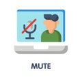 Mute sound flat icon style design illustration on white background